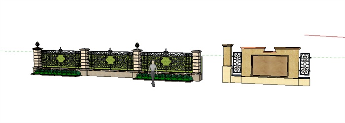 两款新古典精美围墙设计Su模型