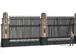 新古典风格详细栏杆围墙设计SU(草图大师)模型