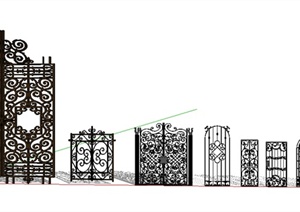多种不同的围墙铁艺栏杆设计SU(草图大师)模型