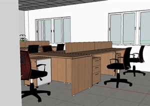 某现代简约风格办公室室内装饰设计SU(草图大师)模型