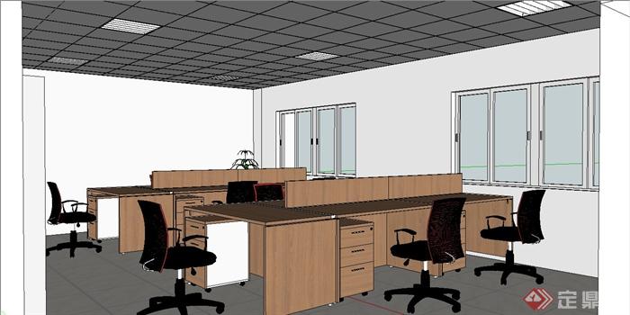 某现代简约风格办公室室内装饰设计SU模型(3)