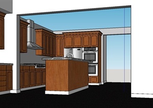 某欧式风格住宅厨房室内装饰设计SU(草图大师)模型