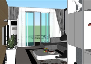 现代风格住宅空间室内装饰设计SU(草图大师)模型