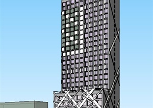 现代平顶高层酒店设计SU(草图大师)模型