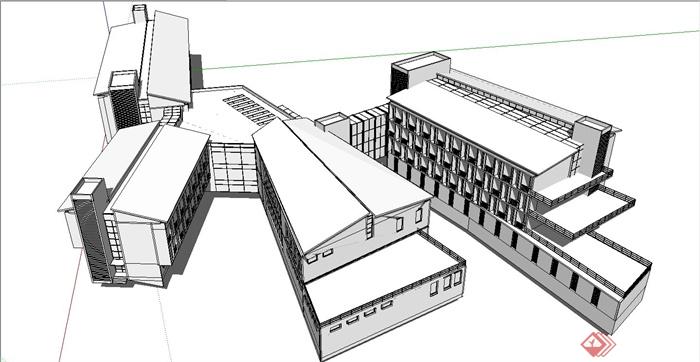 某现代风格会所酒店建筑设计SU模型(4)