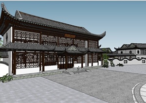 某古典中式风格旅游区建筑群设计SU(草图大师)模型