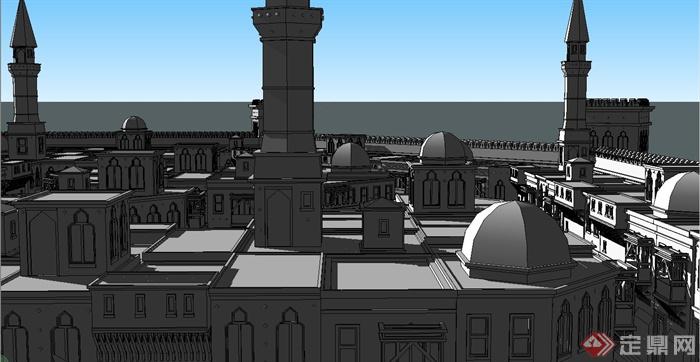 阿拉伯城堡建筑设计SU模型(1)