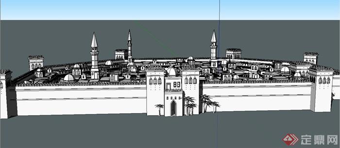 阿拉伯城堡建筑设计SU模型(4)