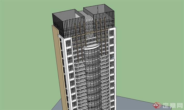 某简约现代风格高层商住楼建筑设计SU模型(4)