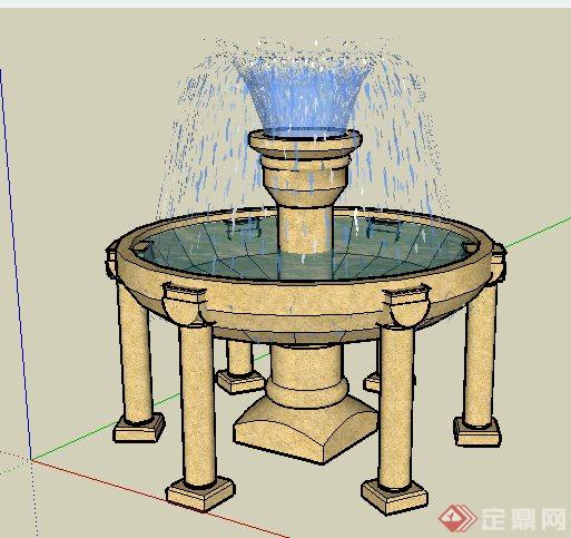 喷泉水池小品设计su模型(1)