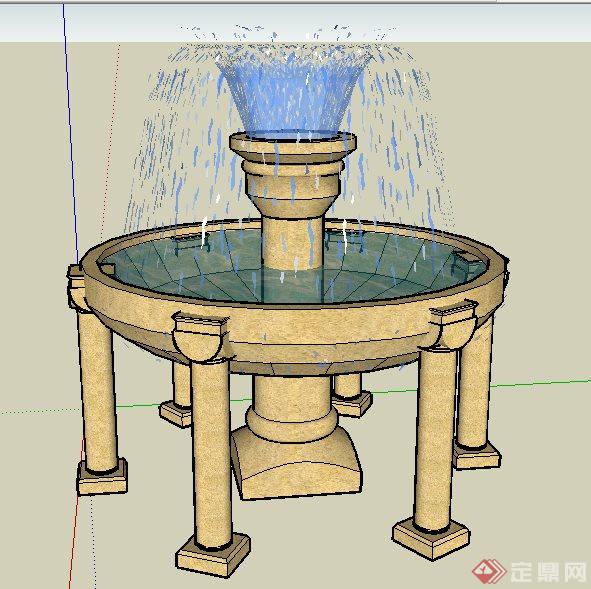 喷泉水池小品设计su模型(2)