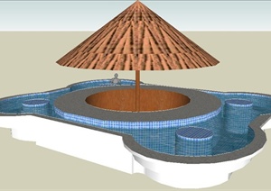 尖顶凉亭及泳池设计SU(草图大师)模型