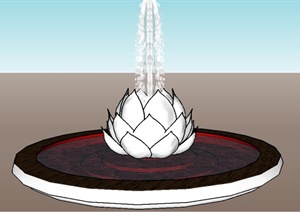 荷花雕塑喷泉圆形水池SU(草图大师)模型