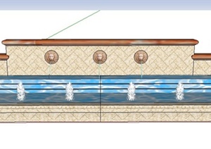 现代喷泉景观水池设计SU(草图大师)模型