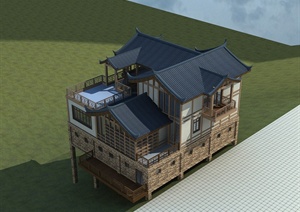 中式风格别墅住宅建筑3dmax模型
