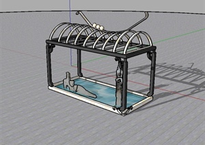 某欧式风格铁艺廊架水池设计SU(草图大师)模型