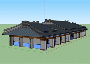 现代中式风格交通火车站建筑设计SU(草图大师)模型