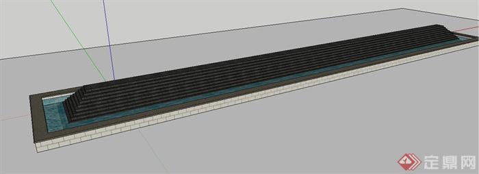 简约长方形水池设计su模型(2)