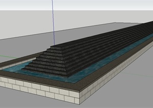 简约长方形水池设计SU(草图大师)模型
