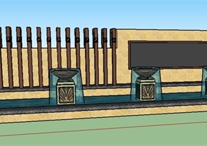 喷泉水池及景墙设计SU(草图大师)模型