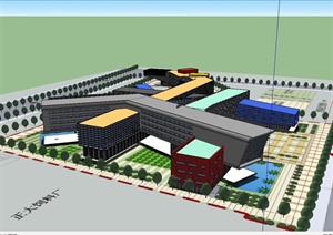 现代风格办公产业园建筑楼设计SU(草图大师)模型
