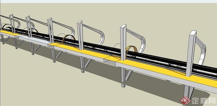 某现代风格交通建筑火车轨道设计su模型(2)