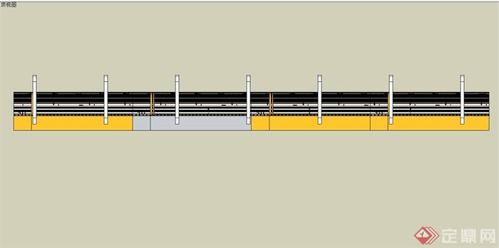 某现代风格交通建筑火车轨道设计su模型(4)