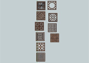某现代中式风格建筑构件花格窗设计SU(草图大师)模型