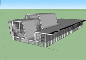 某现代风格火车站建筑楼设计SU(草图大师)模型