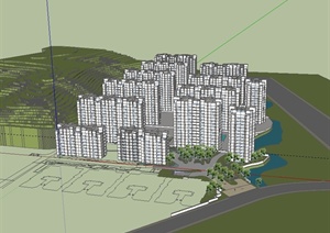 现代住宅小区建筑规划设计SU(草图大师)模型
