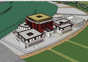 蒙古风格酒店建筑设计SU(草图大师)模型