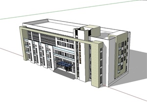 现代风格多层办公建筑设计SU(草图大师)素材模型