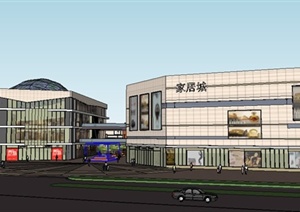 现代购物广场及综合体建筑设计SU(草图大师)模型