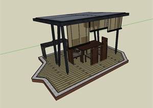 某现代风格室外餐桌椅设计SU(草图大师)模型