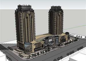 新古典风格高层商业住宅建筑设计SU(草图大师)模型