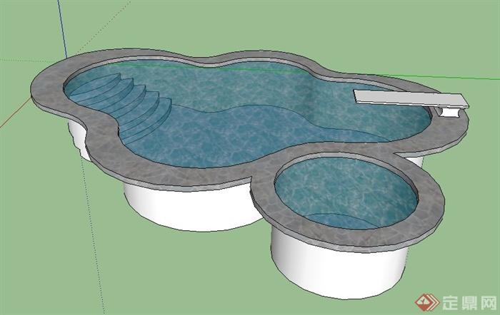 简约不规则小泳池设计su模型(2)