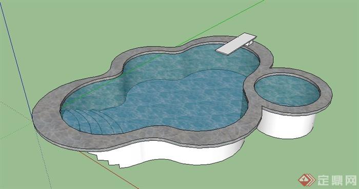 简约不规则小泳池设计su模型(1)