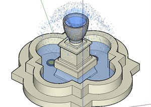 花瓣状喷泉水池设计SU(草图大师)模型