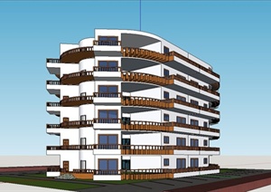 某现代风格宾馆建筑设计SU(草图大师)模型