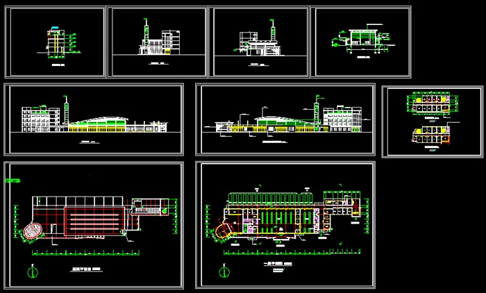 客运站二级汽车站建筑设计CAD方案-3200平9张CAD图(1)