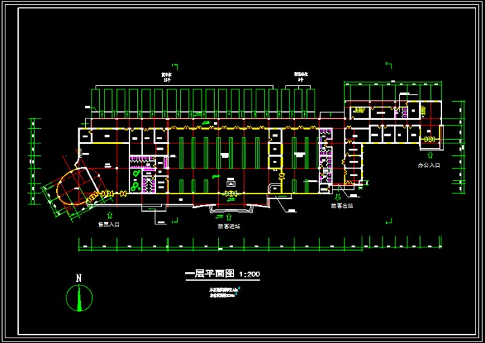 客运站二级汽车站建筑设计CAD方案-3200平9张CAD图(2)