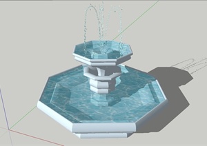 某欧式风格喷泉水景设计SU(草图大师)模型