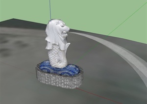 某狮子头鱼生雕塑喷泉设计SU(草图大师)模型