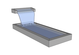 现代简单点的跌水水池水景设计SU(草图大师)模型