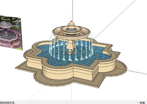 某欧式风格景观水景水钵喷泉水景设计SU(草图大师)模型