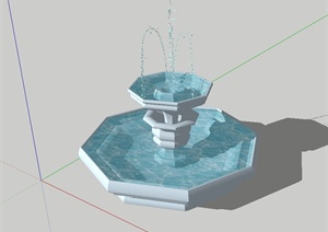 某现代风格喷泉水钵景观设计SU(草图大师)模型