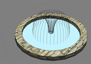 现代风格喷泉池设计SU(草图大师)模型