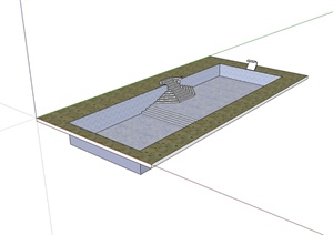 某现代风格简单的庭院泳池设计SU(草图大师)模型