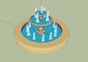 某欧式风格水钵水景喷泉设计SU(草图大师)模型