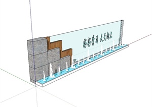 某现代风格玻璃景墙喷泉水池设计SU(草图大师)模型